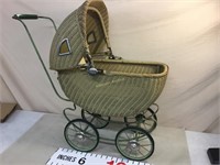 Vintage wicker doll buggy