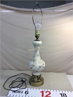 Vintage table lamp porcelain with enameled paint