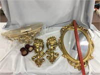 Vintage gold framed decorator pieces - mirror,