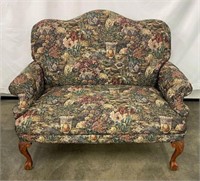 AMH3993/ F3 Green Floral Loveseat With Wood Legs
