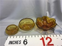 Vintage amber glass bowls
