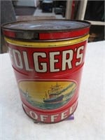 Vintage Folgers Coffee Tin w/ Lid 2#