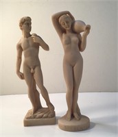 PAIR NUDE CLASSICAL FIGURINES B. LOTTI SYNTHETIC