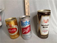 lot of 3 beer cans empty see