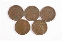 (5) Large Cents. Common Date/Circ