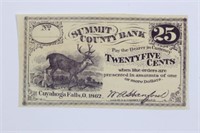 1862 Summit County Bank 25 Cent Obsolete