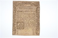 Ten Shillings Connecticut, 1780 Colonial Currency