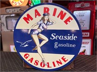 2ft Double Sided Porcelain Marine Gasoline Sign