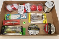 LOT OF NEW FISHING LURES, BOBBERS, STRING & MORE