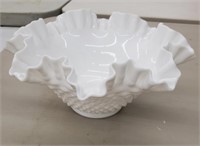 Fenton white hobnail bowl approx 9 inches
