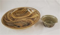 Pottery bowl and Potter dish with pour spout