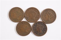 (5) Large Cents. Common Date/Circ