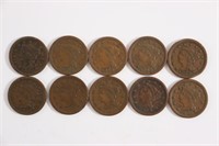 (10) Large Cents. Common Date/Circ
