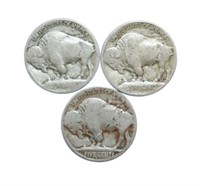 (3) Semi-Key Buffalo Nickels