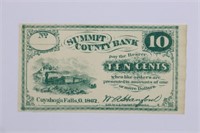 1862 Summit County Bank 10 Cent Obsolete