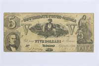 1861 CSA $5.00 Note, Richmond