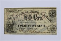 1863 State of North Carolina 25 Cent Bank note