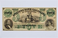 1857 Citizens Bank of Louisiana $5 Obsolete Note