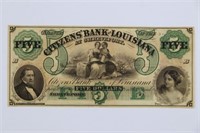 1857 Citizens Bank of Louisiana $5 Obsolete Note