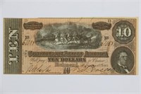 1864 $10 Confederate Richmond UNC Bank Note