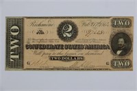 1864 $2 Confederate States Richmond Obsolete Note
