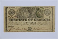 1863 50 cent State of Georgia Milledgeville Note