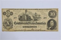1862 $10 Confederate States Richmond Bank Note