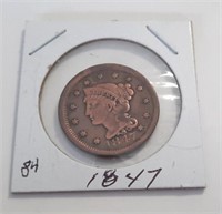 1847 Large One Cent Coin