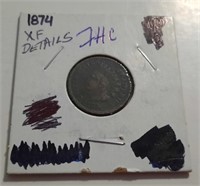 1874 Indian Head One Cent Coin