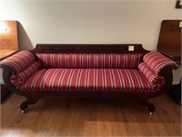 VICTORIAN BURGANDY STRIPED COUCH