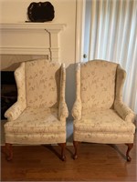 PAIR OF QUEEN ANNE WING BACK CHAIRS