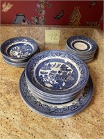 CHURCHILL BLUE WILLOW DISHES SET