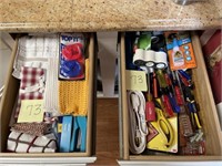 2 DRAWERS IN KITCHEN TOOLS & DISH RAGS