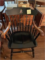 DECORATED BLACK HITCHCOCK STYLE CHAIR