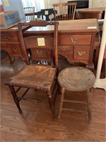 ANTIQUE CHAIR & STOOL