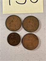 LOT OF 3 BRITISH ONE PENNIES & ONE HALF PENNY