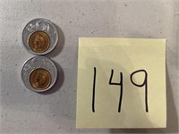 LOT OF 2 LUCKY 1901 INDIAN HEAD PENNIES