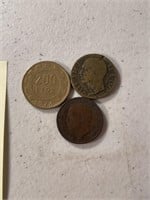 3 COINS ITALY 10 CENTESIMI, & 200 LIRE