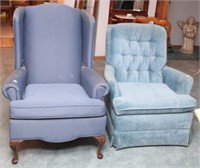 2 BLUE FABRIC CHAIRS