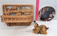 Hand Crafted Deer Shelf, Dog Plate, Deer Figurine