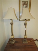 PR. BRASS MARBLE TABLE LAMPS