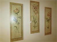 3 WALL PICTURES ROSE, ORCHARD , PEONY