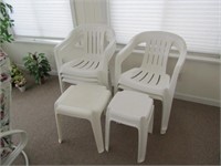 5 POLY LAWN CHAIRS & STAND