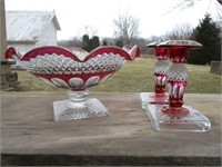 Ruby Cut to Clear Glassware