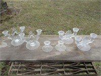 Lot of (3) Pairs of Antique Glass Candlesticks - F