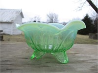 Green Vaseline Glass Bowl