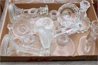 Large Lot of Clear Candlesticks