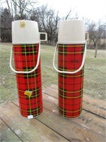 Lot of (2) MCM Plaid Thermos Bottles