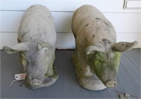 Lot #3720 - Pair of Concrete figural pig yard