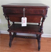 Lot #3740 - Victorian Walnut two drawer sewing